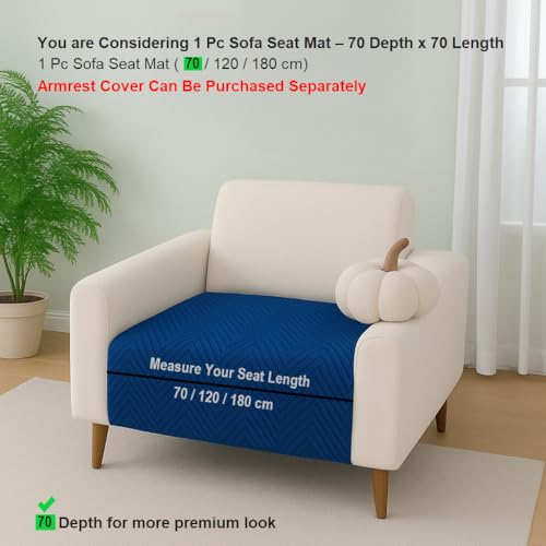 Image of Amazon Basics - Velvet Quilted Make Your Own Sofa Cover |1 Seater | Multi-Layered Fabric |70cm x 70cm | 350 GSM | Color - Navy Blue