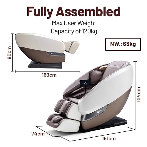 Image of ZEITAKU ANSHIN Massage Chair Recliner: Full Body Massage, 18 Rollers Tuina Tech, 16 Auto Progs, Zero Gravity, Back Heat, Foot Massage, BT Speaker, LCD Display, Voice Control