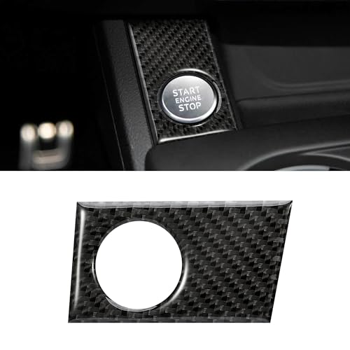WINKA Carbon Fiber Engine Push Start Stop Button Panel Cover Compatible with Audi B9 A4 S4 2017-2025 A5 S5 RS5 2018-2025 for Car Engine Ignition Button Trim for Car Interior Carbon Fiber Accessories