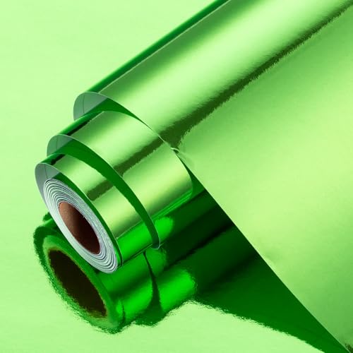 MAYPLUSS Green Christmas Wrapping Paper Solid Color Metallic Gift Wrapping Paper for Wedding Valentines Day Birthday Baby Shower DIY Bouquet (17 Inches X 33 Feet)