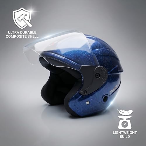 Image of Cortex TRIGER Half Face Helmet Glossy Finish with Scratch Resistant Polycarbonate Visor, Hard ABS Shell Helmet for Men and Women | Clear Visor, Lightweight