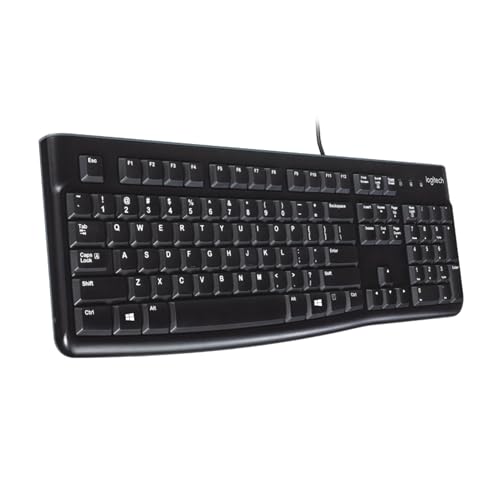 Logitech K120 Wired Keyboard for Windows, USB Plug-and-Play, Full-Size, Spill-Resistant, Curved Space Bar, Compatible with PC, Laptop, QWERTY UK English Layout - Black - Image 4