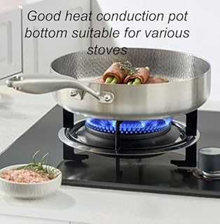 JIABAOZ Padella in Titanio Puro con Coperchio, Padella Martellato Antiaderente, Antiaderente Multifunzionale Resistente Antigraffio in Titanio per Tutti Piani Cottura (No lid,28cm)