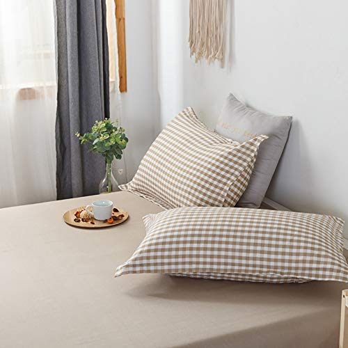 Kimko WERCE-04 Camel Plaid Bedding Set Checkered Brown Duvet Cover Set thumb #1