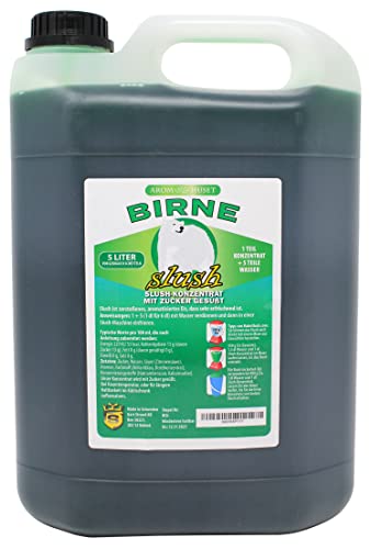 Birnen-Slushkonzentrat 5 L | Mischungsverhältnis 1:5 | Slush-Eis | Crush-Eis | Wassereis | Granita | ohne künstliche Farbstoffe | für Slushie-Maker