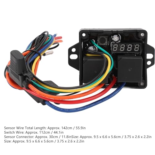 Interruttore Digitale Ventola del Radiatore, Temperatura Regolabile 12 Volt e 24 V Controller per Ventole Radiatore Digitali a Display, Kit Relè Ventola Elettrica Doppia per 0444