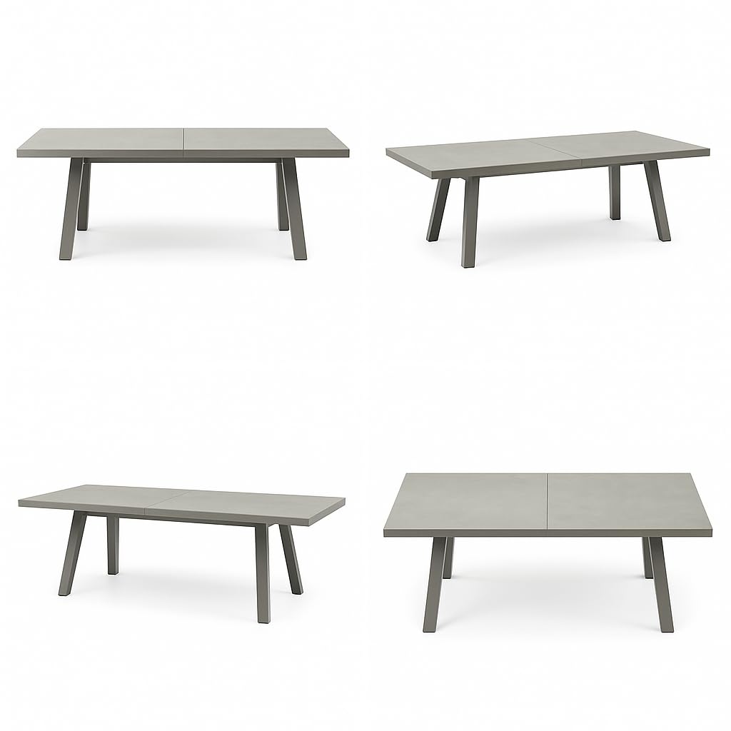 Tavolo da pranzo allungabile BUDA | Tavolo da giardino allungabile in alluminio con top ceramica, resistente ad intemperie e graffi | 200/260 x 100 x 74cm