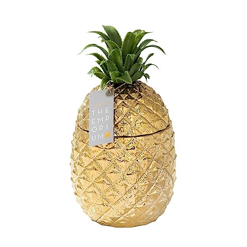 Talking Tables Gold Pineapple Ceramic Ice Bucket | Premium Emporium Party Decoration | Drinks Trolley, Bar, Cooler, Classy, Kitch, Retro, NYE, Christmas, Birthday Celebration, 21.5 x 21.5 x 27 cm, EMP-ICEBUCKET