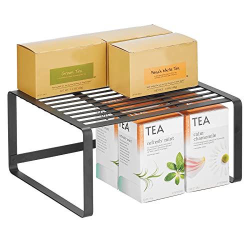 Mdesign Metal Kitchen Shelf Organizer Rack - Stacker Storage Risers For Cabinet, Counter, Cupboard, Or Pantry, Holder Stand For Plates, Dishes, Cups, Bowl, And Glasses - 2 Pack - Matte Black #TOP3