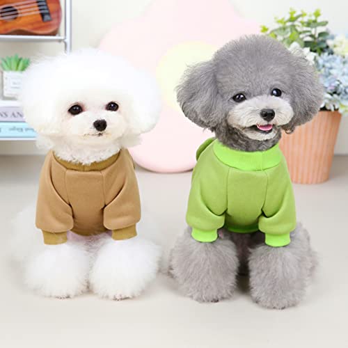 Image of Light Green Cute Dog Sweater Soft Winter Clothes for Small Dogs, L | Classic Green Knit Pullover, Fall Winter Outfit, Elastic Cuffs, Holiday Party Matching, Machine Washable Sweatshirt for Pets