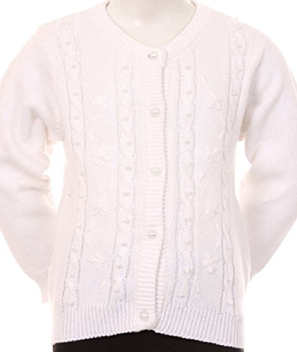 Girls Long Sleeve Pearl Button Sweater Flower Girl Dress Jacket Cover 2T-123