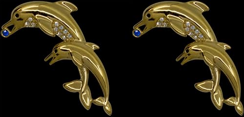 Image of Set of 2 Brooch Lapel Pins With Rhinestones