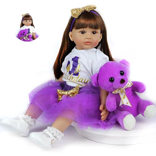 HUYRP Reborn Baby Dolls 24 Inches 60 CM Lifelike Realistic Reborn Doll Gift For Girls Suitable, Purple