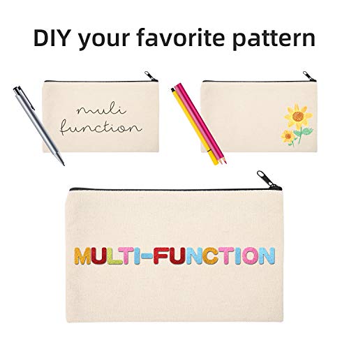 Legigo 10 Pack Blank Diy Craft Bag Canvas Pencil Case Blank Makeup Bags- Beige Canvas Pencil Pouch Bulk Canvas Cosmetic Bag Multi-Purpose Travel Toiletry Bag Canvas Zipper Bags (8.3 × 5 Inch) #TOP4