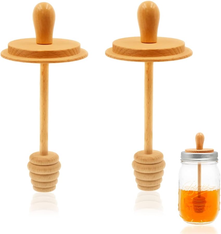 2pcs Wooden Mason Jar Honey Dippers Honey Dipper Wooden