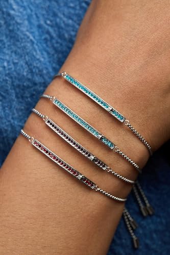 Image of Alex and Ani Pave Bolo Birthstone Bracelet - Stainless Steel Gold /Silver, Perfect for Stacking, Adjustable Birthstone Bracelet for Women, Ideal Gift Jewelry