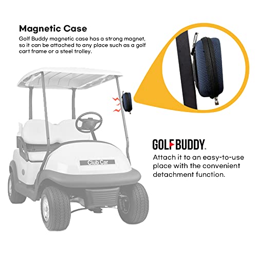 GOLFBUDDY Rangefinder Magnetic Case, Hard Shell Pouch for Golf Cart Frames and Trolley, Quick Band, Carabiner, Belt Hole