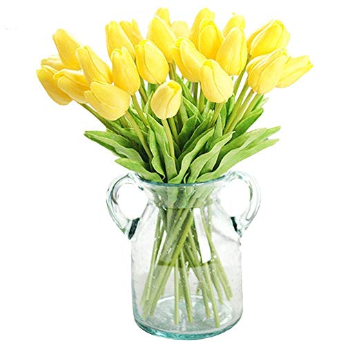 Image of WAQIA HOUSE 30 Pcs Artificial Tulip Flowers Real Touch Tulips Fake PU Tulip Flower Bouquet for Home Wedding Party Office Decor