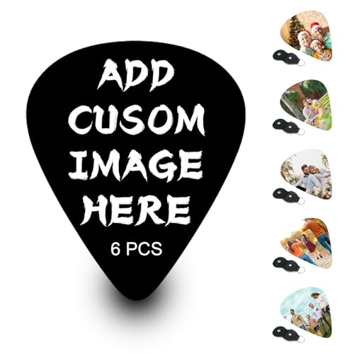 ABUDEIO Custom Guitar Picks 6-pack Personalized Guitar Picks Add Your Own Design Photo Text Teens, Men,Women Guitar Players Gifts (0.71mm)
