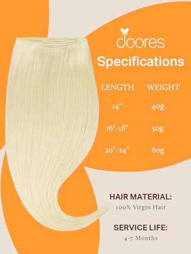 Image of DOORES Genius Sew in Hair Extensions Real Human Hair, 22 Inch Platinum Blonde 60g, Hand Tied Sew in Weft Extensions Natural Looking