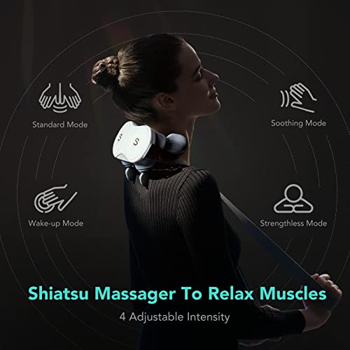 Skg Shiatsu Neck Massager, H7 Shoulder Neck Massager With Heat For Pain Relief Deep Tissue, 4D Electric Kneading Massager With 4 Heating Levels And Massage Modes To Relax At Home, Office, Ideal Gift #TOP2