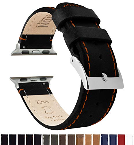 Image of BARTON WATCH BANDS - Top Grain Leather Watch Bands Compatible with Apple Watch Models - 1, 2, 3, 4, 5, 6, 7, 8, 9, 10, SE, Ultra & Ultra 2