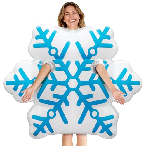 Eyourlife Winter Inflatable Snowflake Costume Blow Up Snowflake Cosplay Costume for Winter Decorations Wonderland Frozen Party Cosplay Outfit for Adult Men Women Dress Up Supplies