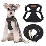 Puppytie No Pull Small Dog Harness with Multifunction Dog Leash,Lightweight Soft Adjustable No Choke Escape Proof Pet Harness Vest Pet Harness Vest,Black,S