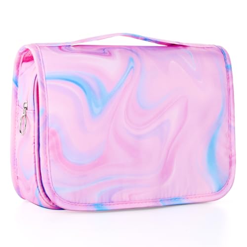 Vipdeal Pink Hanging Toiletry Bag for Girls, Travel Toiletry Bag for Teen Girls Cosmetic Makeup Waterproof Wash Bag Traveling Toiletries, Fluid