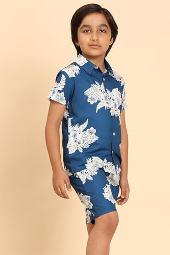 Image of Boys Printed Casual Shirt Short Sleeve Button Down Beach Shirt for Kids