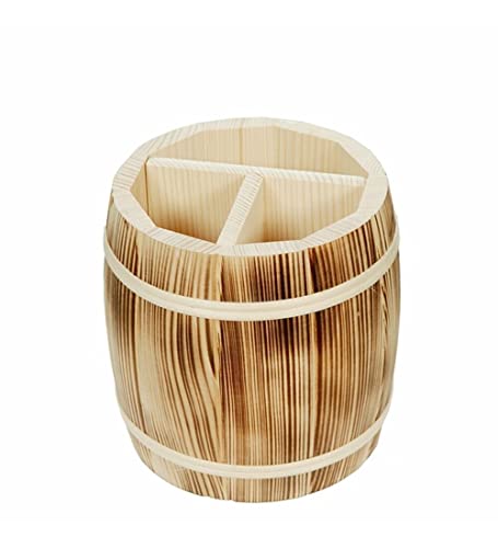 COLLECTOR Wooden barrel-shaped kitchen organizer Utensil Crocks - Burned, Natural Light Wooden - Image 4