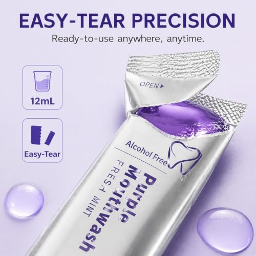 Image of Purple Mouthwash Sachets with Purple Pigment Formula, 20 Count