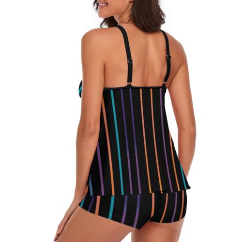 Image of Urchics 2026 Women Two Piece Tankini Swimsuit Tummy Control Plus Size Long Torso Top and High Waisted Boyshorts Bathing Suits