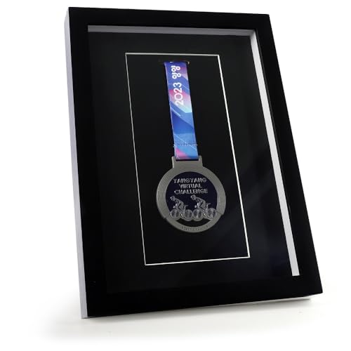 JINALYZE Estojo De Exibição De Medalhas De Madeira Maciça, Estrutura De Exibição Para Exibição E Armazenamento De Medalhas Esportivas, Medalhas Militares, Distintivo (Preto, 6X8 Polegadas)