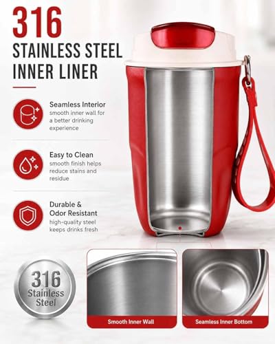 Image of Coffee Vacuum Flask, Portable Coffee Cup with Lid & Handle, Stainless Steel Water Bottle for Home, Office, and Outdoor Use, Insulated Travel Drinkware, Travel Coffee Mugs (1PC-A)