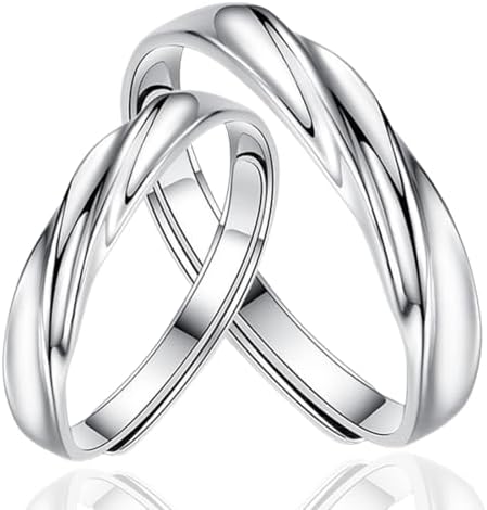 2 pcs Anillo Giratorio distorsión Mujer, Plata Pareja Anillos Aju...