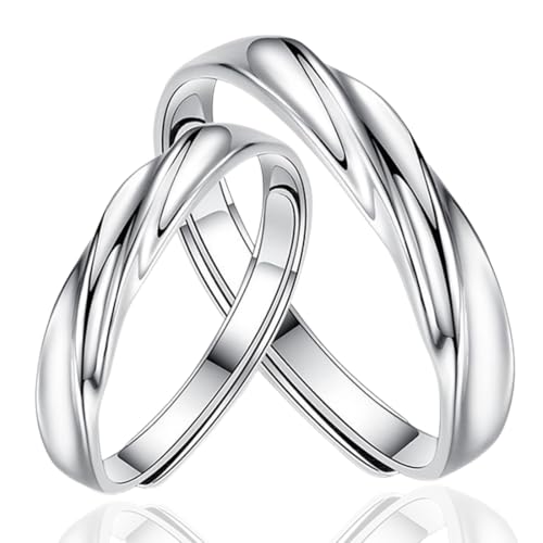 OQKAHIV 2 pcs Ring Edelstahl Wickelring Damen Fingerring, Frauen Verstellbare Ring Ewigkeit Verdrehtes Seil Ring Eheringe Verlobungsring Damen Trauringe Fingerring Engagement Promise Schmuck