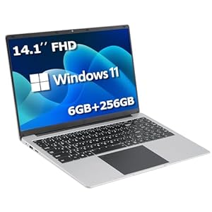 Computadora portátil de 14.1 pulgadas, portátil de cuatro núcleos, Windows 11, portátil tradicional con 6 GB DDR4 256 GB SSD 2.4/5G WiFi BT4.0 HDMI USB 3.0, batería de gran capacidad