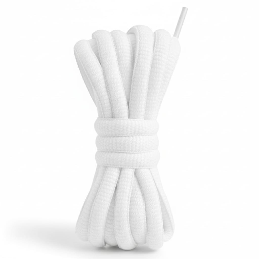 120cm /47” White Round Oval Sports Shoe Laces, look great in Trainers for Tennis Sports Basketball Football boots Athletics Runners Sneaker & Trainer Half Round Shoe Laces