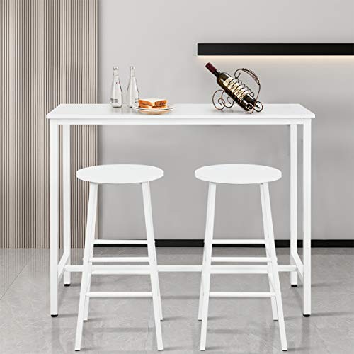 image for COSTWAY 3-Piece Pub Table Set, Bar Table with 2PCS Backless Bar Stools