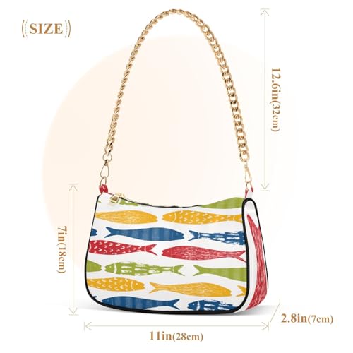 Shoulder Bag for Women Sardine Shoal Fish Crossbody Bags with Removable Straps and Zipper Closure Clutch Tote Handbags Purses4