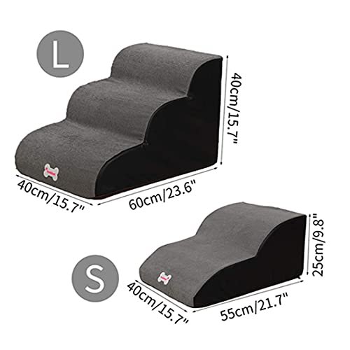 HXX Dog Stairs for Sofa Bed, 3-Steps Pet Stairs, High Density Foam, Easy Climb Dog Ramp Steps, Non-Slip Ladder for Cat Small Dog Puppy Grey L, L 3 Stairs, 40x60x40cm - Image 3