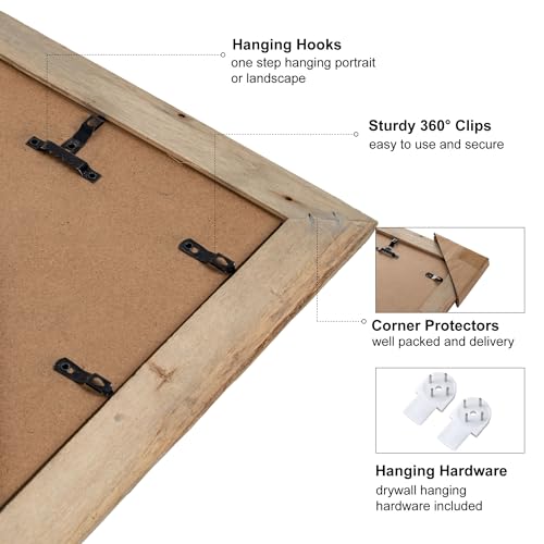 Image of Rustic Picture Frame 16x20, 100% Reclaimed Wood With Tempered Glass, Farmhouse Style Photo Poster 20x16 Distressed & Vintage Looking Wall Decor Gallery Set for Mounting or Table Display