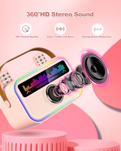 TOZDTO Kids Karaoke Machine, Bluetooth Speaker with 2 Wireless Microphones - Image 3