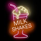 Milk Shake Neon Sign Milkshake Sign Custom For Coffee Shop Bar Decor Drink Sign Boba LED Neon Light For Restaurant Coffee Light Up Signs for Dessert Shop Bar Decor