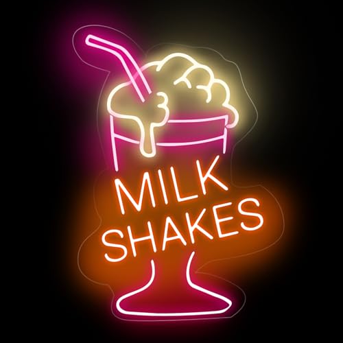 Milk Shake Neon Sign Milkshake Sign Custom For Coffee Shop Bar Decor Drink Sign Boba LED Neon Light For Restaurant Coffee Light Up Signs for Dessert Shop Bar Decor