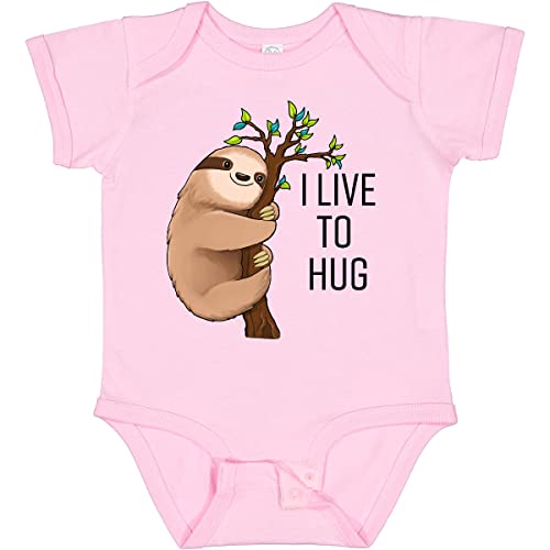 inktastic I Live To Hug- Cute Sloth on a Branch Baby Bodysuit Newborn 0080 Pink 2b25a