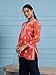 Ada Indian Hand Embroidered Chikankari Coral Red Cotton Kurti Top Tunic Shirt for Women A911387 (XS)