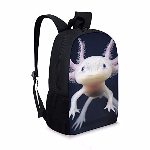 AmzPrint Cute Mexican Axolotl Backpack For Kids Girls Boys 17 Inch Pink Salamander Bookbag Elementray School Backpack Dyapack2