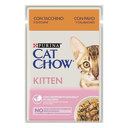 Purina Cat Chow Comida Húmeda para Gatito, Junior, Bebé, Kitten con Pavo, 26 sobres de 85g Cover